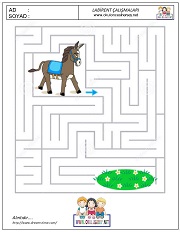 okul öncesi labirent bulmacai çalışma sayfaları